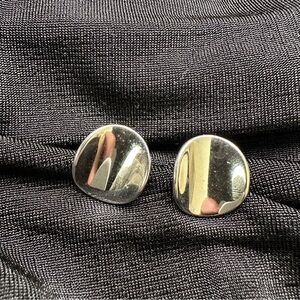 Minimalist Organic Shaped Silver Tone Stud Earrings